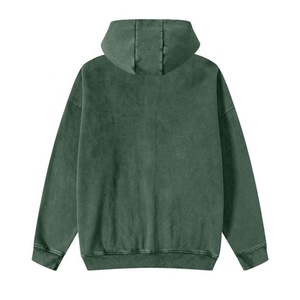 Hoodie Streetwear Personnalisé de Haute Qualité en Polaire Vierge Vintage Double Couche Délavé à l'Acide Effet Vieilli avec Poches - Product Image 3