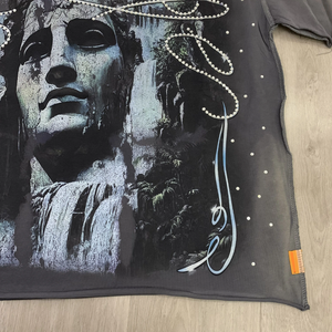 เสื้อยืดแขนสั้นพิมพ์ลายหมึกสีขาวระบายทรงสเปรย์เพชรแฟชั่นสตรีทแวร์สไตล์อเมริกันทันสมัยออกแบบได้ตามต้องการ - Product Image 2