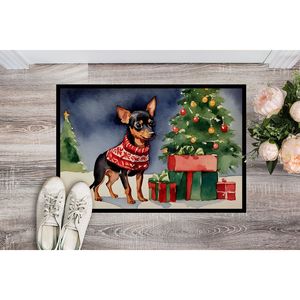 Felpudo de Navidad acogedor Pinscher en miniatura, antideslizante, lavable, de pila baja, alfombras para interiores y exteriores, 24H X 36W para entrada de puerta delantera - Product Image 2