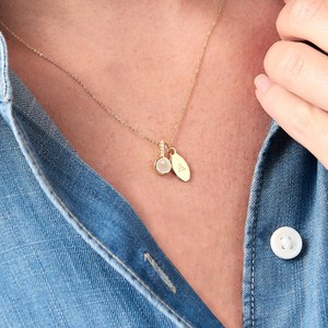 Collar de Plata de Ley 925 con Cristal de Roca, Bañado en Oro de 14K, con Colgante de Letra y Piedra de Nacimiento de Abril, Regalo - Product Image 2