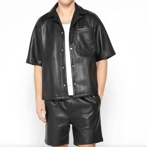 Chemises pour hommes en cuir premium 2026 entièrement doublées, coupe ample, boutonnées, haute qualité, pour usage décontracté, nouvelle collection hiver, OEM - Product Image 1