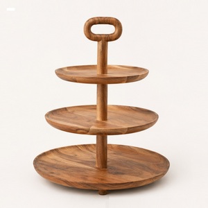 Premium 3-<b>Tier</b> Wooden <b>Cake</b> Stand & Dessert Display Tower Elegant Acacia Wood Wedding Cupcake Stand Tiered Serving Tray - Product Image 1
