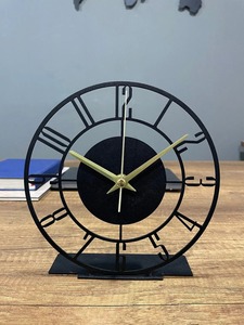 Black <b>Table</b> Top <b>Clock</b> Suitable For Workspace Offices And Home Side <b>Tables</b> Modern Desk Decor Handcrafted From India - Product Image 3