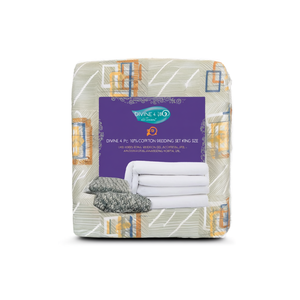 DIVINE 4 Pc 100% Cotton Bedding <b>Set</b> King Size with <b>Comforter</b> Plain Style for Home Hotel Wedding Hospital Use - Product Image 1
