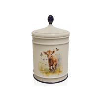 Pot de rangement en métal avec couvercle en bois motif abeille, forme cylindrique hermétique pour la conservation des aliments en cuisine, style minimaliste