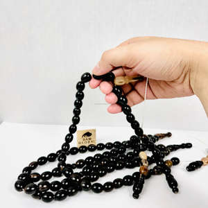Chapelet en corne de boeuf naturelle de luxe OEM 8*10MM 33 perles style religieux islamique musulman Misbaha Tasbih mode perlée prière catholique - Product Image 4