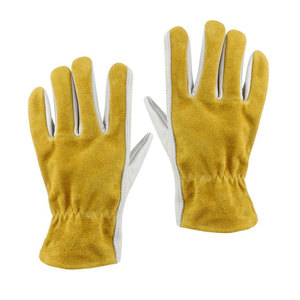 Gants de travail en cuir de vachette à double paume certifiés CE, résistants à la chaleur et aux coupures, pour la soudure et les travaux de construction - Product Image 1