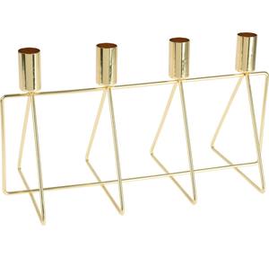 Candelabro de Hierro Geométrico Dorado Nórdico, Portavelas de 4 Ranuras para Velas Cónicas, Candelabro de Metal Moderno y Abstracto para Decoración de Mesa de Boda - Product Image 3