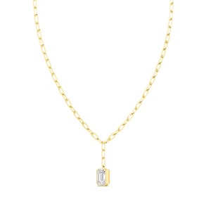 Elegante Collar con Colgante en Forma de Y con Diamante Cultivado en Laboratorio con Corte Esmeralda y Engaste de Bisel, Cadena de 18 Pulgadas - Product Image 4