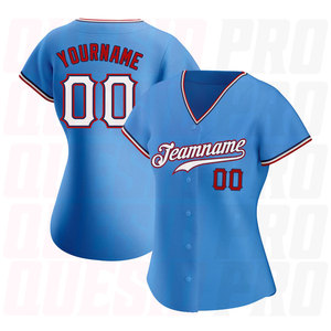 Camisetas de Béisbol de Edición Limitada para Hombre, Uniformes Personalizados con Bordado, Color Azul Polvo, Blanco y Rojo, Auténticas - Product Image 2