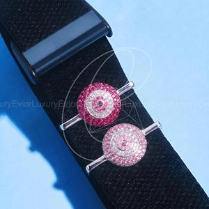 Broche fantaisie de luxe ethnique pour femme en argent avec moissanite rose et motif œil porte-bonheur, idéale pour les fêtes et comme cadeau - Product Image 4