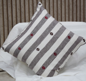 100% Flax Linen Embroidered Striped Cushion Cover Decorative <b>Throw</b> Pillow Case Minimalist Home Decor Wholesale Manufacturer - Product Image 4