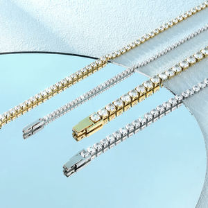 Bracelet tennis délicat en moissanite, chaîne scintillante en acier inoxydable pour femmes et jeunes filles, bracelet minimaliste en zircon cubique, rhodié - Product Image 3