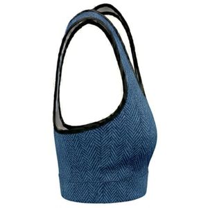 Women's Blue Geometric Print Racerback Sport Bra Medium Support <b>Mesh</b> Back Yoga Comfortable Summer Sporty Fitness <b>Top</b> Breathable - Product Image 3