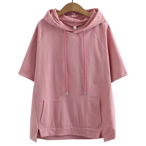 Oversize <b>4XL</b> Loose Sweatshirts Women Cotton <b>Hoodies</b> Summer Short sleeves Female <b>Hoodies</b> Custom Logo Latest Design - Product Image 3