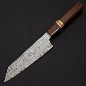 Couteau de chef de cuisine artisanal en acier Damas de 8 pouces, haute dureté, écologique, ambidextre, ultra-affûté, avec manche en bois et résine époxy - Product Image 3
