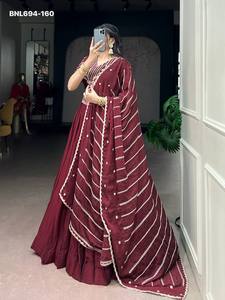 Premium Quality Rangoli Crush with Sequins-Thread Embroidered <b>work</b> <b>Belt</b> Lehenga with Choli-Dupatta Indian Supplier - Product Image 4