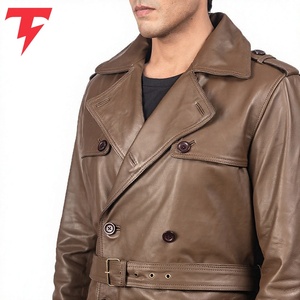 Venta Directa de Fábrica, Precio al por Mayor, Abrigo de Hombre de Cuero Genuino, Doble Botonadura, Impermeable, Transpirable y Ajustable, Nueva Llegada - Product Image 4
