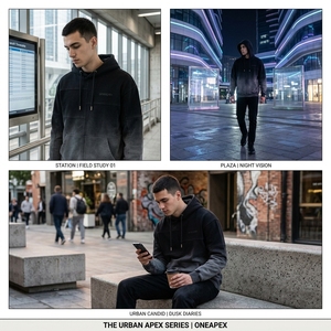 <b>Mens</b> <b>Black</b> Ombre Pullover Hoodie Fleece <b>Sweatshirt</b> Custom Logo Streetwear Casual Heavyweight Hooded Top - Product Image 5