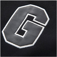 Veste universitaire noire avec manches blanches et broderie lettre G, col rabattu décontracté, coupe classique, pour l'automne