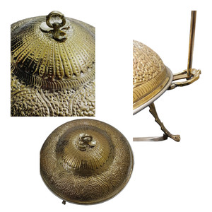 Fully Brass Antique 18" TAWA With Hanger Stand Hotel Buffet Food Top Round hand made brass design for Party - Product Image 6