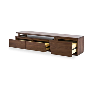 Mueble para TV de Madera de Teca Estilo Moderno de Mediados de Siglo, Acabado en Nogal, Estante Abierto, Almacenamiento para Equipos Multimedia, Mueble Bajo Nórdico para el Hogar - Product Image 2