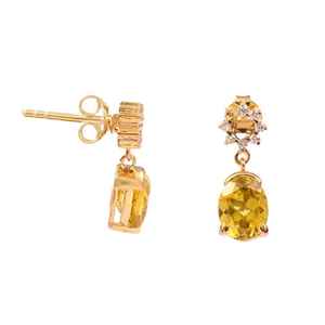 Pendientes de zafiro amarillo, piedra preciosa ovalada de Ceilán, plata de ley 925, chapados en oro de 14 quilates, joyería fina para mujer - Product Image 3