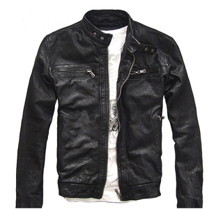 Veste d'automne pour homme en cuir véritable, coupe ajustée, style vintage, respirante, fils fins - Product Image 1