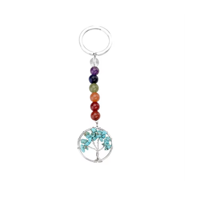 Llavero de cristal de alta calidad, Howlite Turquesa, Siete Chakras, Llavero con diseño de Búho, Piedra Natural en forma de Corazón, Regalos para Mujeres - Product Image 2