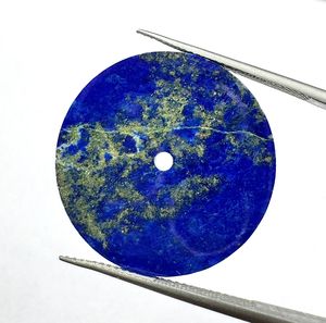 Lapis-lazuli naturel bleu, cadran rond plat 31,5 mm, qualité excellente, pierre précieuse en vrac, idéal pour la fabrication de bijoux avec perçage gratuit - Product Image 1