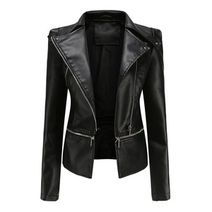 Chaqueta de Motera Personalizada para Mujer, de Cuero PU Genuino, Corte Ajustado, Transpirable, para Invierno, Fabricante y Proveedor OEM ODM - Product Image 5