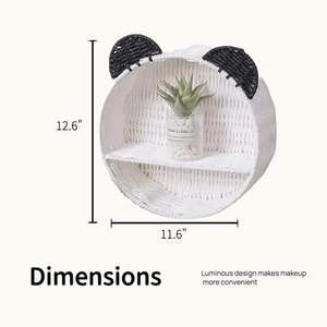 Natural seagrass <b>wall</b> shelf kid boho playroom organization <b>floating</b> book <b>shelves</b> woven wicker panda shapes shelf decorations who - Product Image 3