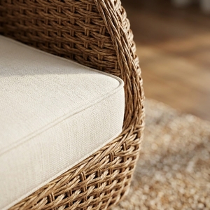 Luxury Modern Handwoven Rattan <b>Dining</b> <b>Armchair</b> Natural Outdoor Indoor Soft Cushion Premium Eco-Friendly UV-Resistant Living Room - Product Image 4
