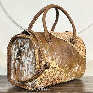 Bolso Grande de Cuero Vacuno Grabado a Mano Estilo Western, Bolso de Diseño Moderno para Vaqueras, Bolso de Viaje Tipo Duffle para Mujer, Estilo Boutique - Product Image 1