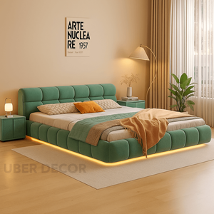 Cama LED Glowrest con Diseño de Plataforma Flotante Contemporánea, Cama de Plataforma Flotante Contemporánea Tapizada - Product Image 4