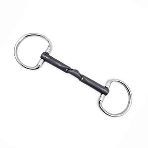 Bocado de titanio premium con anillo fijo y enlace de cobre para equitación de salto, equipo ecuestre, brida de cuero para caballo - Product Image 1