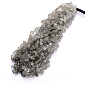 Perles de pierre de lune facettées en forme de cœur, 6mm-7mm, pierre de lune grise naturelle, pierres semi-précieuses, perles ombrées pour la fabrication de bijoux - Product Image 2