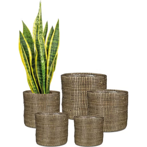 Ensemble de pots de fleurs d'intérieur en jonc de mer OEM ODM, paniers tissés pour plantes, paniers de rangement décoratifs en provenance du Vietnam - Product Image 1