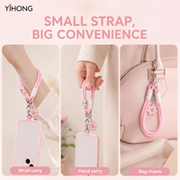 Vente en gros usine, populaire à l'international : Lanière de téléphone portable Hello Kitty, pendentif de sac court, sangle de poignet tressée à double clip