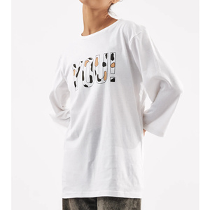 เสื้อยืดแขนสามส่วนโอเวอร์ไซส์สีขาวสำหรับผู้หญิงพิมพ์ลายเสือดาว YOU! เสื้อโลโก้ทรงหลวม คอกลม ผ้าเจอร์ซีย์คอตตอน เป็นมิตรต่อสิ่งแวดล้อม - Product Image 2