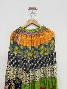 Handmade <b>Silk</b> Patchwork <b>Skirt</b>, Bohemian Long <b>Skirt</b>, Boho Indian <b>Skirt</b>, Festival <b>Skirts</b>, Elastic Waist Flowy <b>Skirt</b>, Women <b>Skirt</b> - Product Image 4