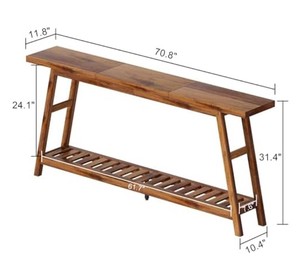 Modern Solid Wood Console Table with Storage Shelf <b>Trestle</b> Base Entryway Living Room Furniture - Product Image 6