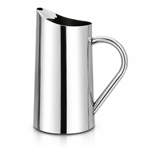 Carafe à eau en acier inoxydable avec couvercle, poignée ergonomique, grande capacité, carafe de service moderne pour la maison et les fêtes - Product Image 1