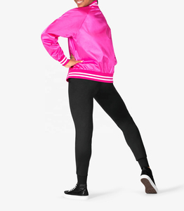 Women Wholesale New Style Satin Bomber Jackets Ladies Winter Long Sleeves Outdoor Coats Dance Bomber Jackets - Product Image 2