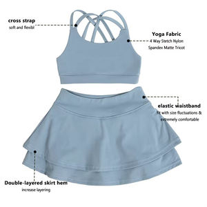 2026 New Arrival Fast Shipping Children Clothing Nylon Spandex Breathable <b>Suspenders</b> Culottes Kids Yoga Sets - Product Image 2