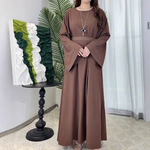 Nuevo Vestido Abaya Informal Holgado de Gasa para Mujer, 100% Algodón, Largo, de Manga Larga, Estilo de Oriente Medio, Moda Islámica - Product Image 1