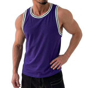 Débardeur Homme Personnalisé avec Logo, Rayures et Bordures Côtelées, Style Décontracté, Streetwear d'Été, T-shirt Sans Manches, Prix de Gros - Product Image 6