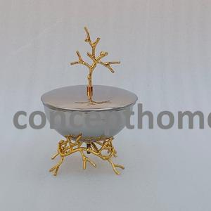 Brûleur à encens Mabkhara en acier inoxydable blanc nacré brillant avec support plaqué or, charbon d'oud, dernière collection - Product Image 5