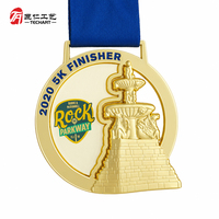 Médaille personnalisée, Médaille de récompense en verre teinté, Médaille de présentation, Médailles sportives en alliage de zinc pour marathon, course de 5 km
