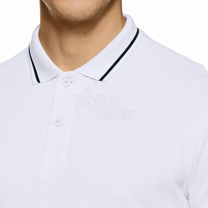 OEM al por mayor de los hombres de polo camisetas de secado rápido de algodón de manga corta de Fitness ocasión logotipo personalizado de talla grande en blanco de punto bordado - Product Image 4